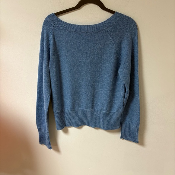 Talbots Sweater Womens Large Blue Merino Wool Classic Preppy - Picture 4 of 8